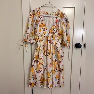 Abercrombie and Fitch Poplin Puff Sleeve Babydoll Dress.